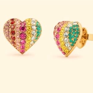 Kate Spade colorful crystal small Heart Earrings
